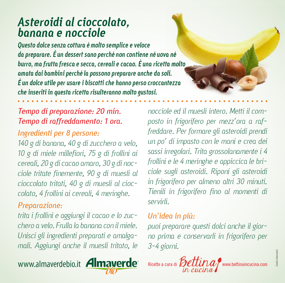 Asteroidi al cioccolato banana e nocciole Almaverde Bio